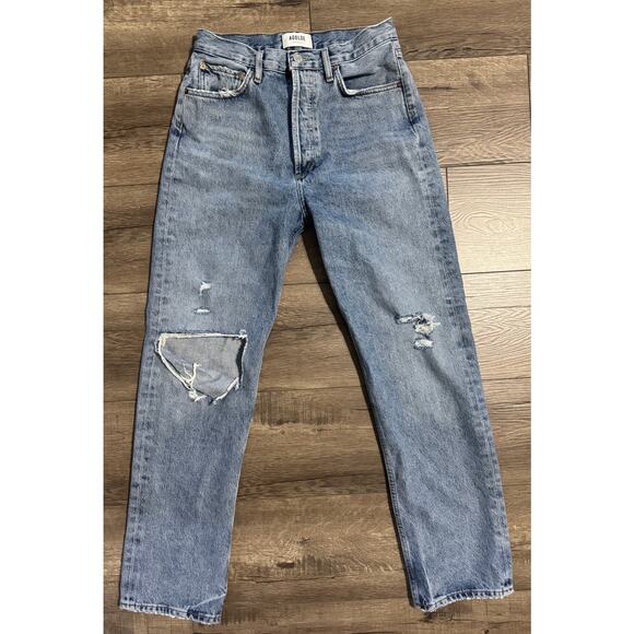 Agolde 90s Pinch‎ Waist in Lineup Distressed Ripped Button Fly Jeans Size 27 - Picture 2 of 10